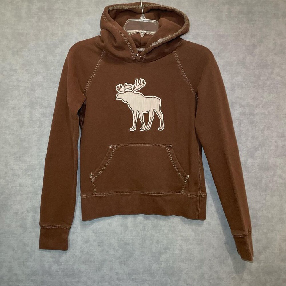 Abercrombie & Fitch hoodie with white moose design - Picture 1 of 8